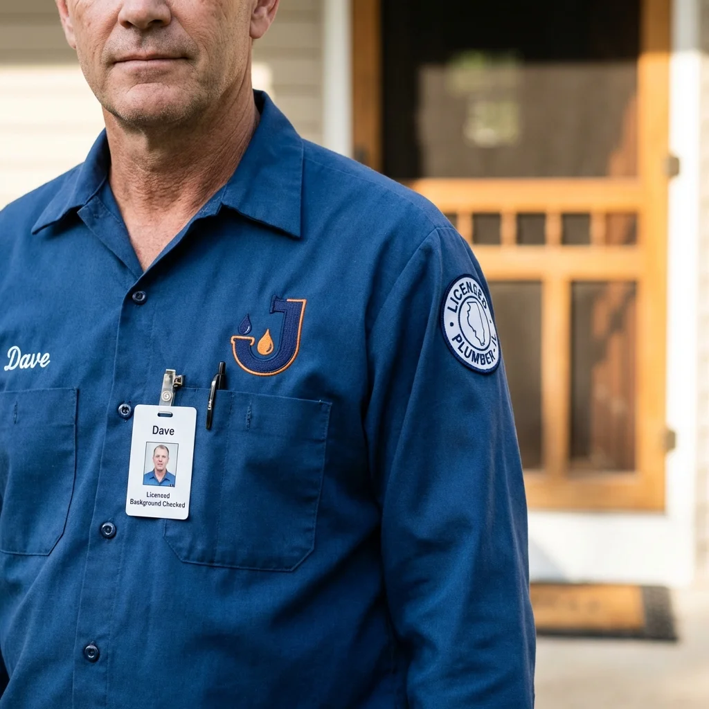 Licensed plumber showing ID badge in Hartshorne, OK